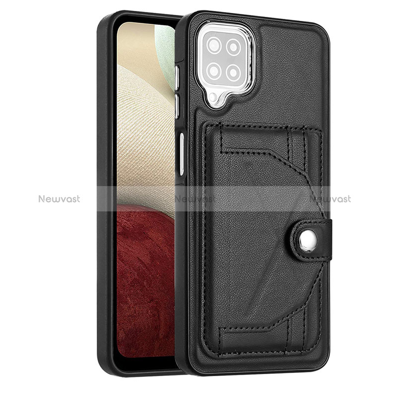 Soft Luxury Leather Snap On Case Cover YB2 for Samsung Galaxy A12 5G Black