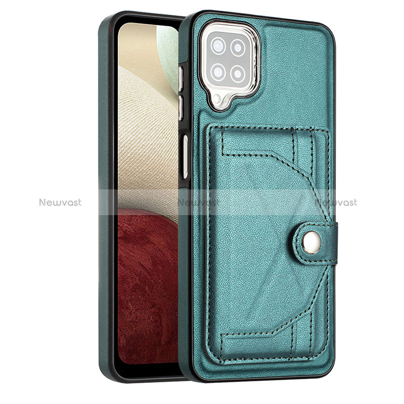 Soft Luxury Leather Snap On Case Cover YB2 for Samsung Galaxy A12 5G Green