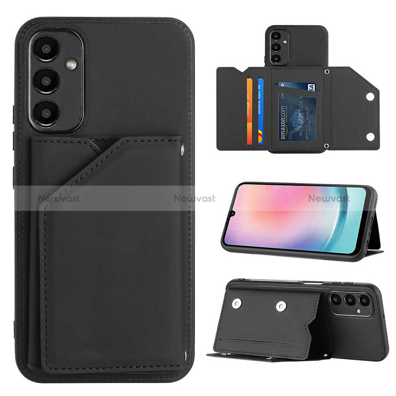 Soft Luxury Leather Snap On Case Cover YB2 for Samsung Galaxy A14 4G Black