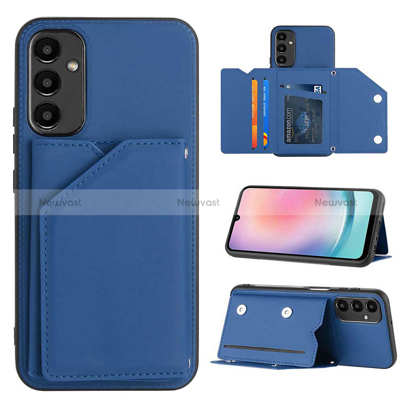 Soft Luxury Leather Snap On Case Cover YB2 for Samsung Galaxy A14 4G Blue