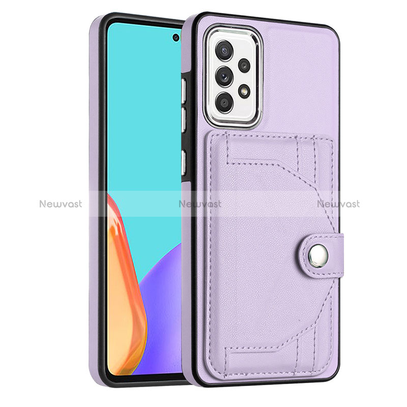 Soft Luxury Leather Snap On Case Cover YB2 for Samsung Galaxy A32 4G Purple