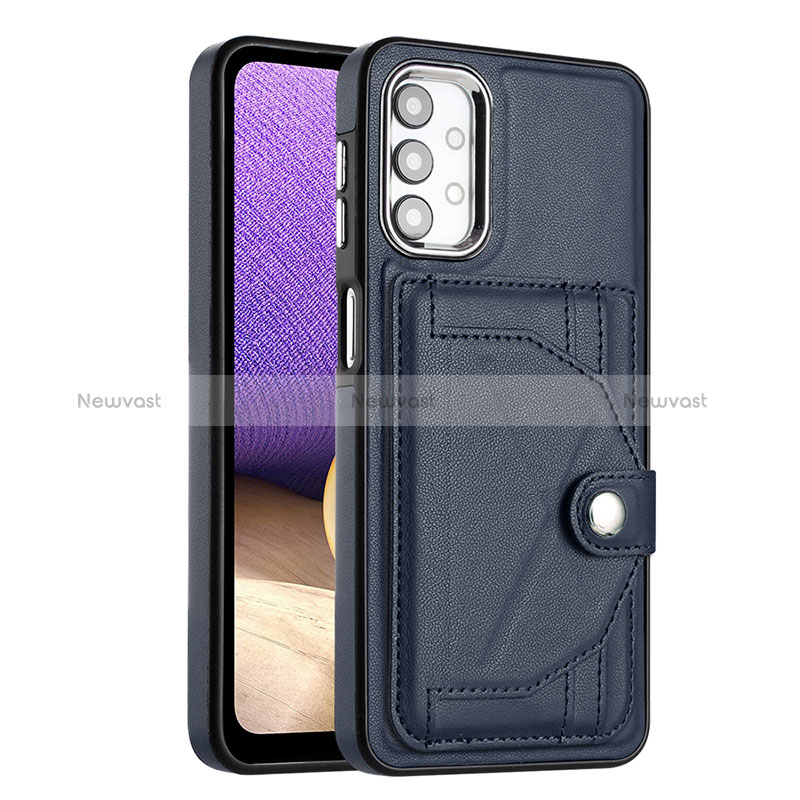 Soft Luxury Leather Snap On Case Cover YB2 for Samsung Galaxy A32 5G Blue