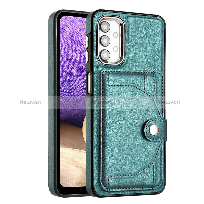 Soft Luxury Leather Snap On Case Cover YB2 for Samsung Galaxy A32 5G Green