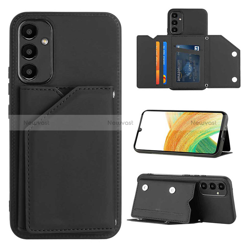 Soft Luxury Leather Snap On Case Cover YB2 for Samsung Galaxy A34 5G Black