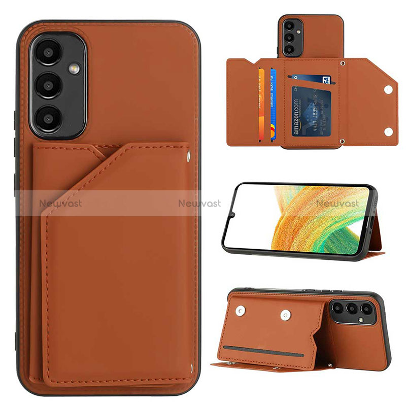 Soft Luxury Leather Snap On Case Cover YB2 for Samsung Galaxy A34 5G Brown