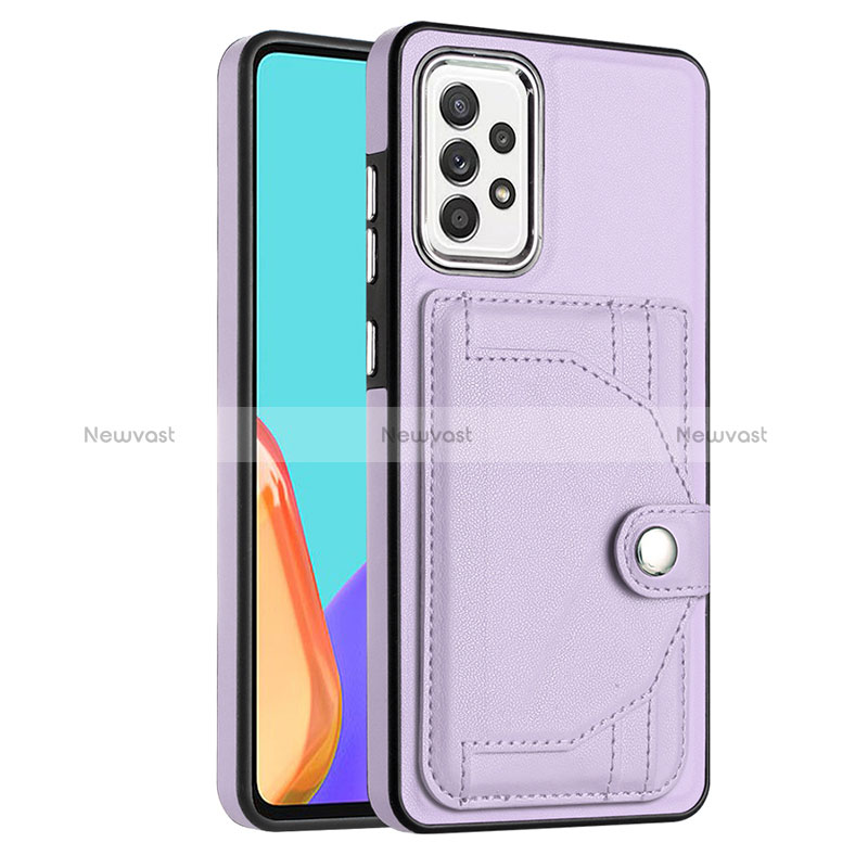 Soft Luxury Leather Snap On Case Cover YB2 for Samsung Galaxy A52 4G Purple