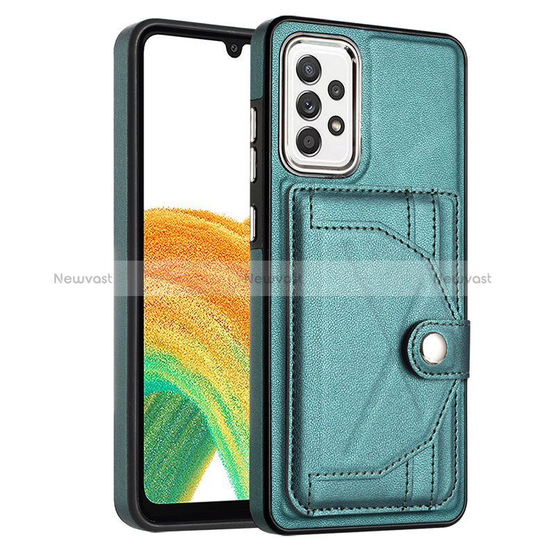 Soft Luxury Leather Snap On Case Cover YB2 for Samsung Galaxy A73 5G Green