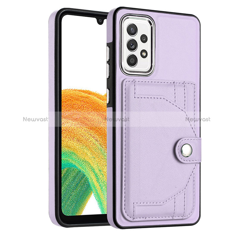 Soft Luxury Leather Snap On Case Cover YB2 for Samsung Galaxy A73 5G Purple