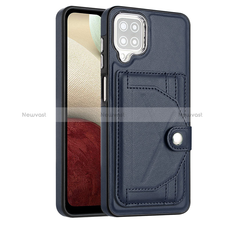 Soft Luxury Leather Snap On Case Cover YB2 for Samsung Galaxy M12 Blue