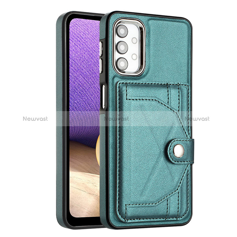 Soft Luxury Leather Snap On Case Cover YB2 for Samsung Galaxy M32 5G Green