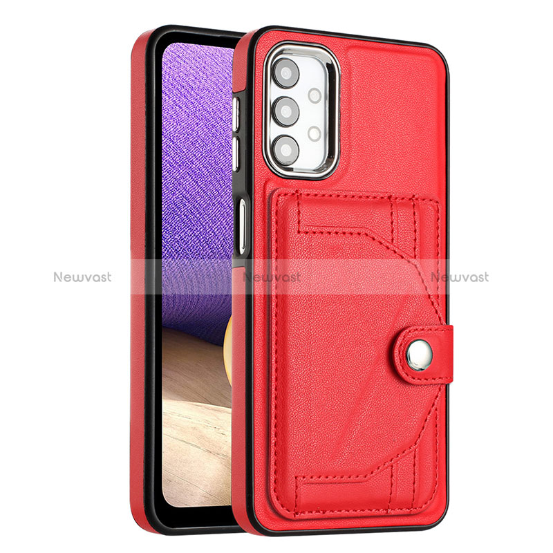 Soft Luxury Leather Snap On Case Cover YB2 for Samsung Galaxy M32 5G Red