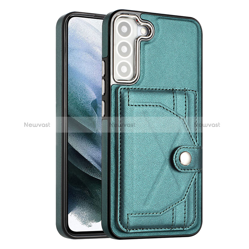 Soft Luxury Leather Snap On Case Cover YB2 for Samsung Galaxy S21 FE 5G Green
