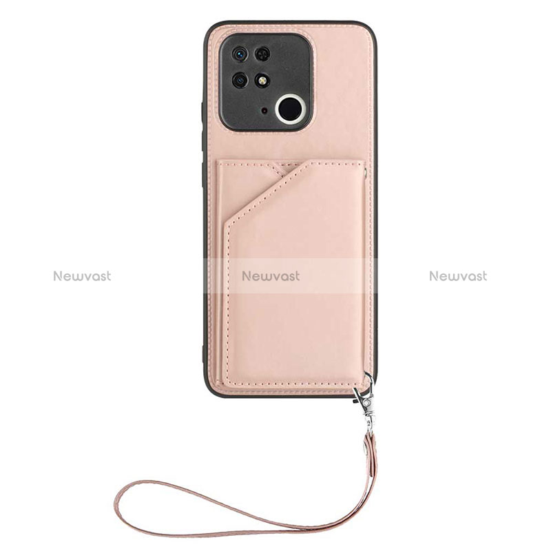 Soft Luxury Leather Snap On Case Cover YB2 for Xiaomi Redmi 10 India Rose Gold