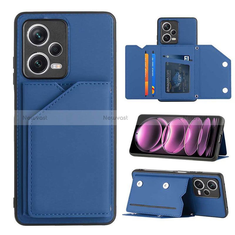 Soft Luxury Leather Snap On Case Cover YB2 for Xiaomi Redmi Note 12 Pro 5G Blue