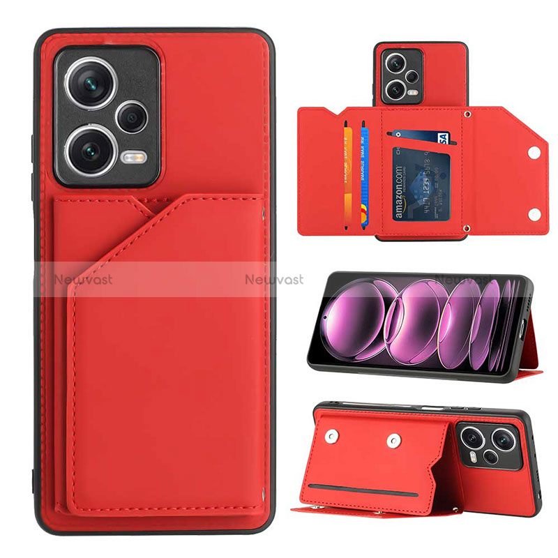 Soft Luxury Leather Snap On Case Cover YB2 for Xiaomi Redmi Note 12 Pro 5G Red