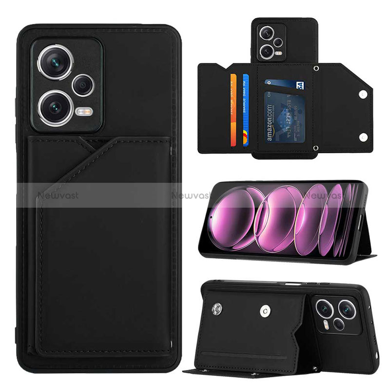 Soft Luxury Leather Snap On Case Cover YB2 for Xiaomi Redmi Note 12 Pro+ Plus 5G Black
