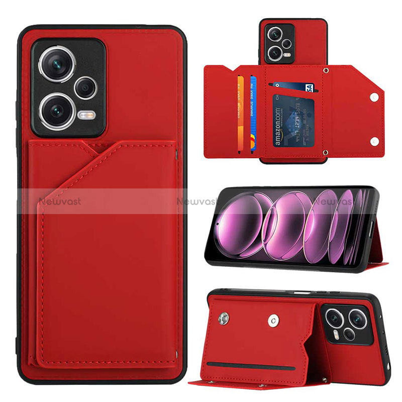 Soft Luxury Leather Snap On Case Cover YB2 for Xiaomi Redmi Note 12 Pro+ Plus 5G Red