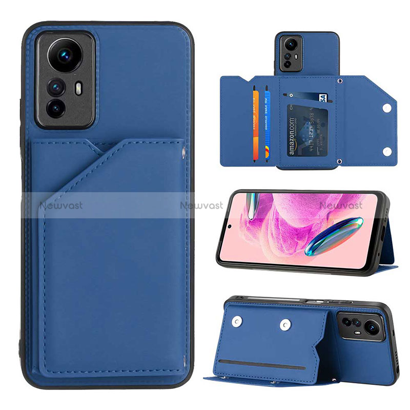 Soft Luxury Leather Snap On Case Cover YB2 for Xiaomi Redmi Note 12S Blue