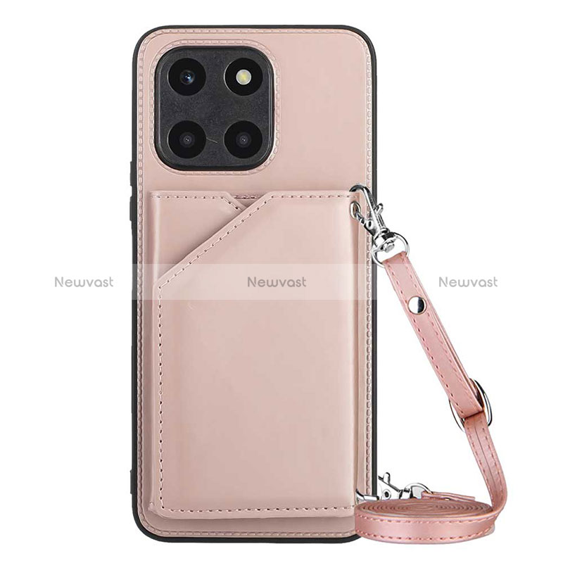 Soft Luxury Leather Snap On Case Cover YB3 for Huawei Honor X6a Rose Gold