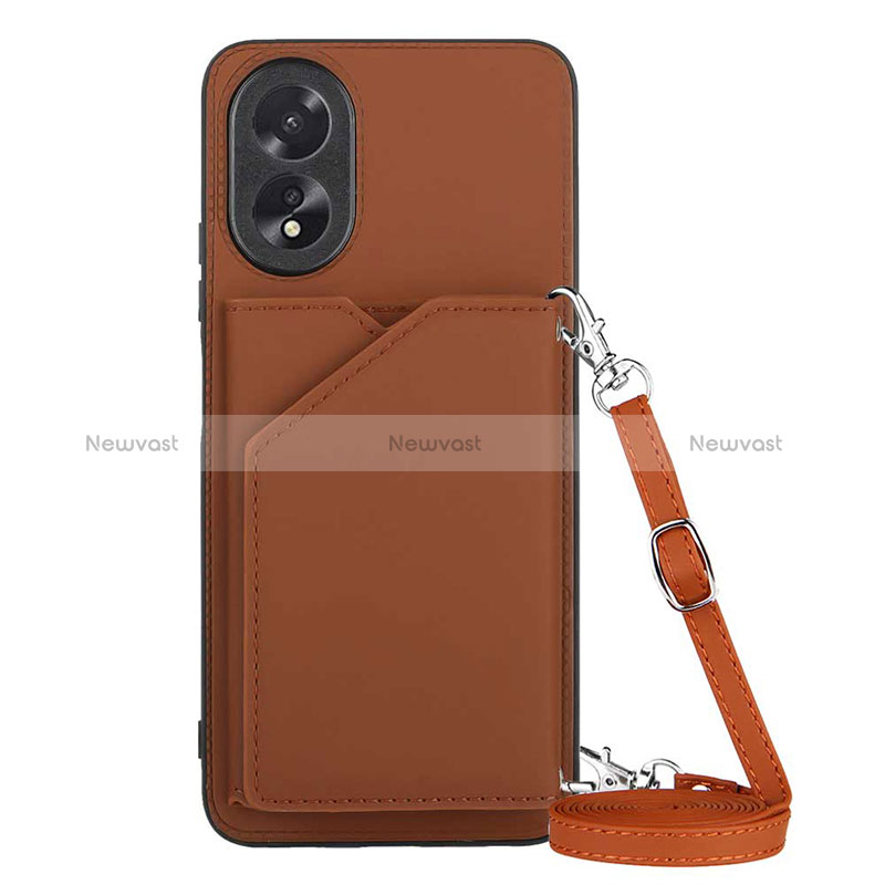 Soft Luxury Leather Snap On Case Cover YB3 for Oppo A18 Brown