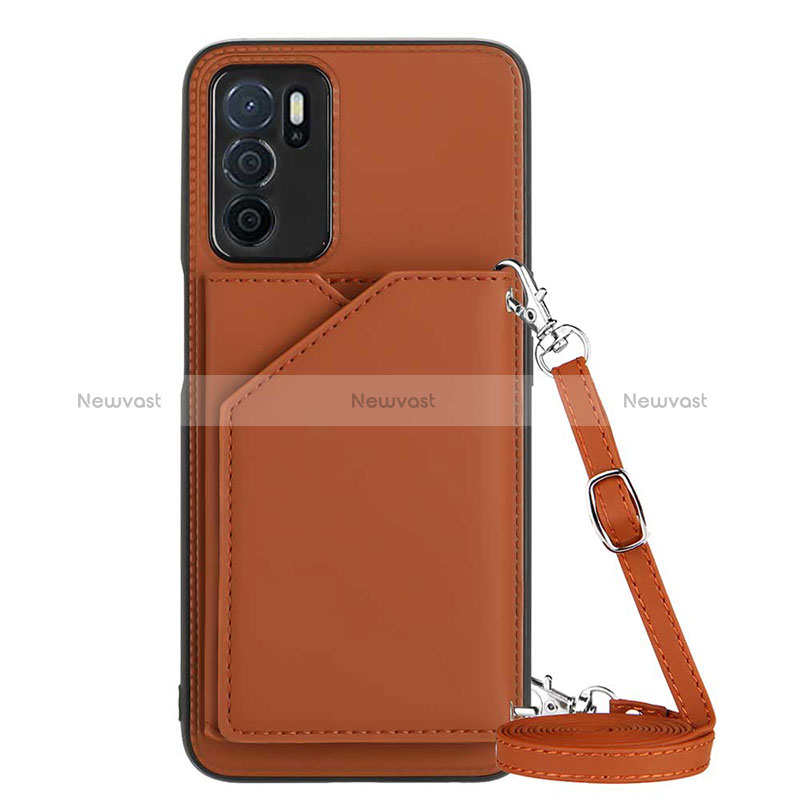 Soft Luxury Leather Snap On Case Cover YB3 for Oppo A54s Brown