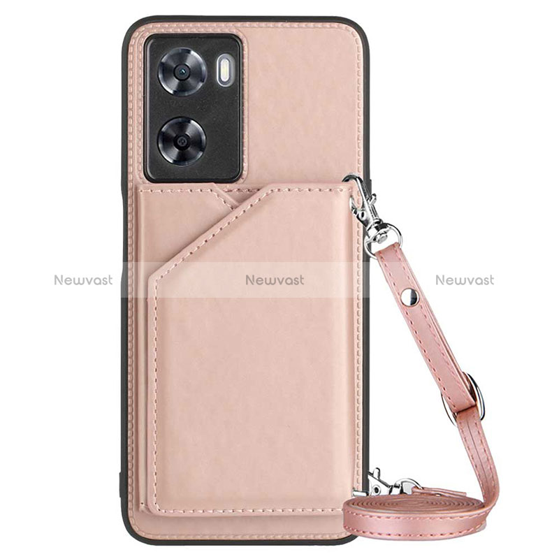 Soft Luxury Leather Snap On Case Cover YB3 for Oppo A57 4G Rose Gold