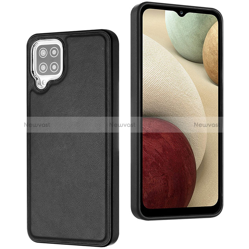 Soft Luxury Leather Snap On Case Cover YB3 for Samsung Galaxy A12 5G Black