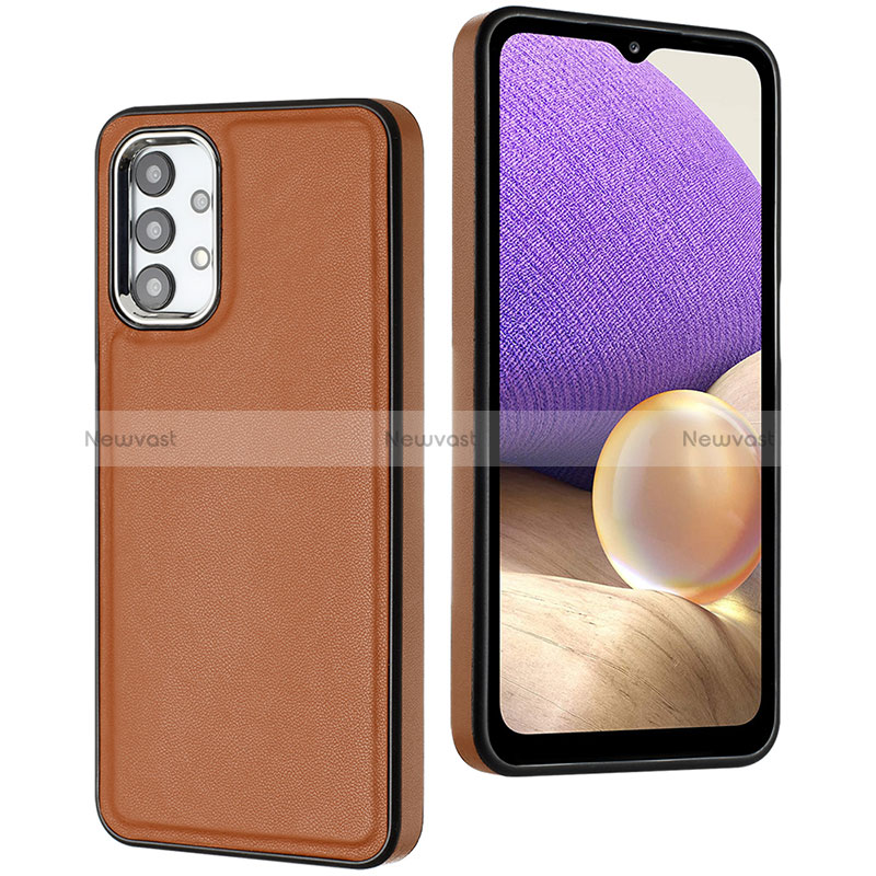 Soft Luxury Leather Snap On Case Cover YB3 for Samsung Galaxy A32 5G Brown