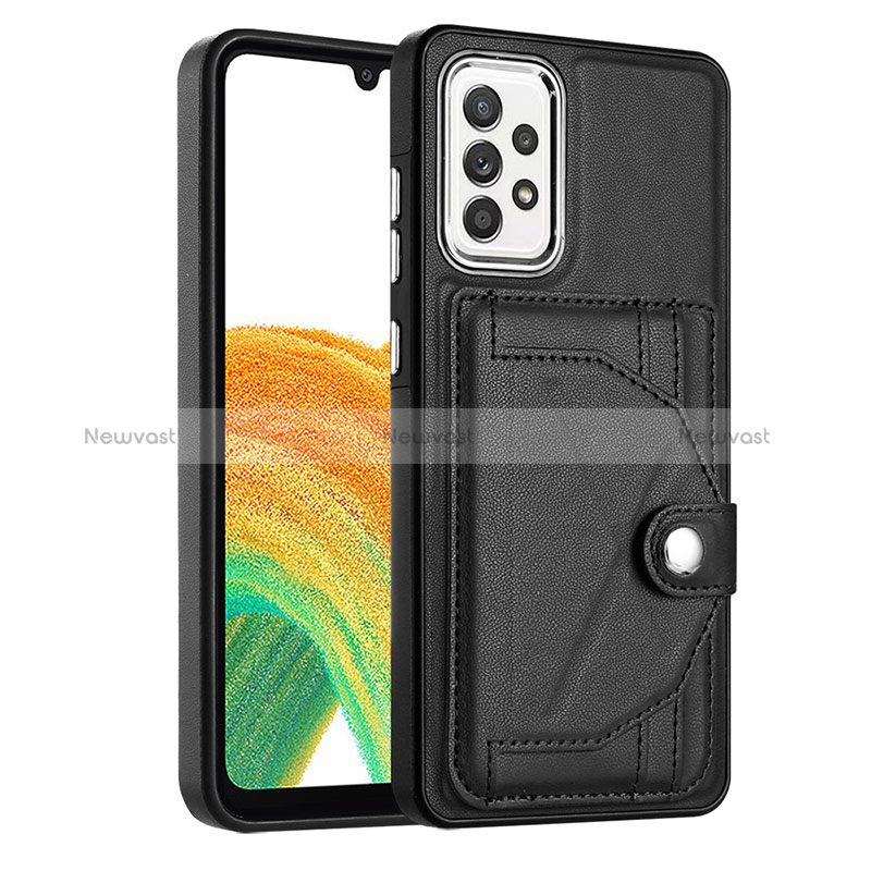 Soft Luxury Leather Snap On Case Cover YB3 for Samsung Galaxy A33 5G Black