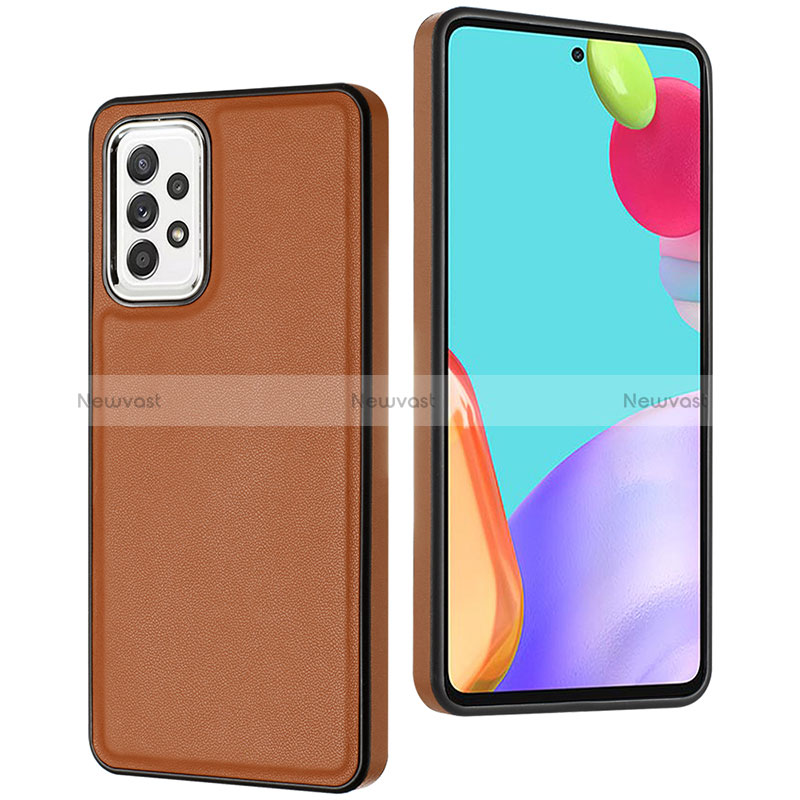 Soft Luxury Leather Snap On Case Cover YB3 for Samsung Galaxy A53 5G Brown