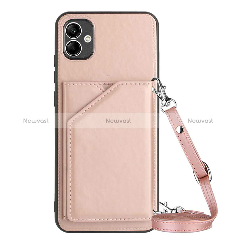 Soft Luxury Leather Snap On Case Cover YB3 for Samsung Galaxy M04 Rose Gold