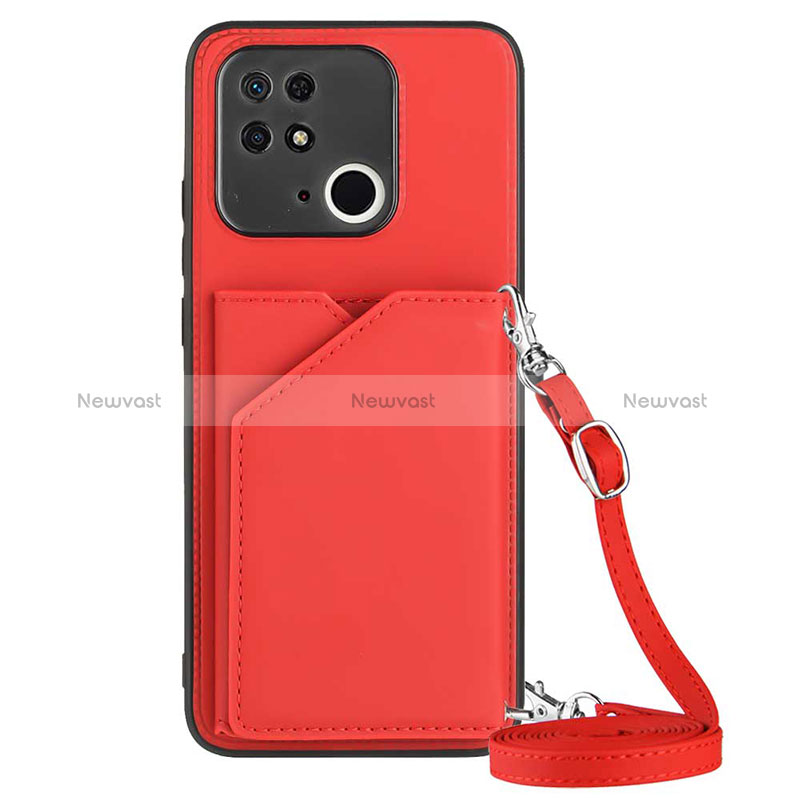 Soft Luxury Leather Snap On Case Cover YB3 for Xiaomi Redmi 10 India Red