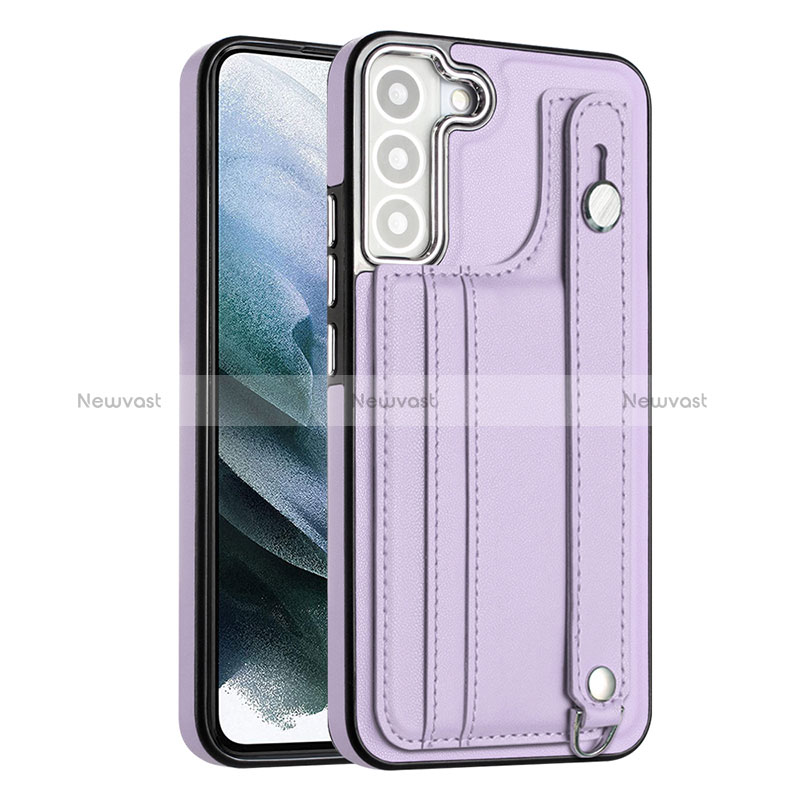 Soft Luxury Leather Snap On Case Cover YB4 for Samsung Galaxy S22 5G Purple