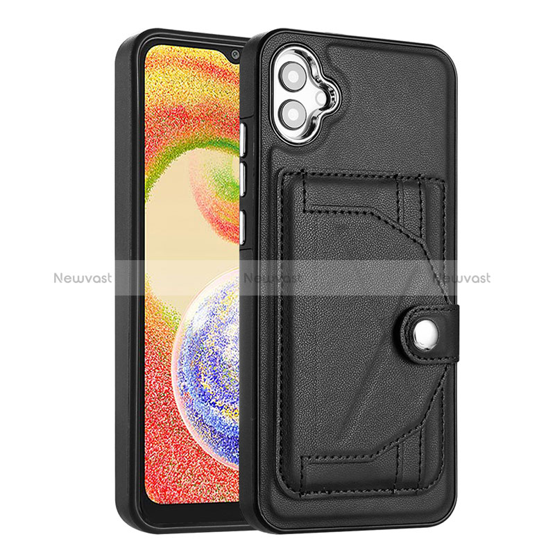 Soft Luxury Leather Snap On Case Cover YB5 for Samsung Galaxy A04 4G Black