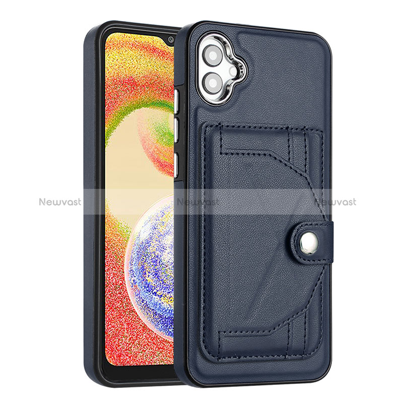 Soft Luxury Leather Snap On Case Cover YB5 for Samsung Galaxy A04 4G Blue