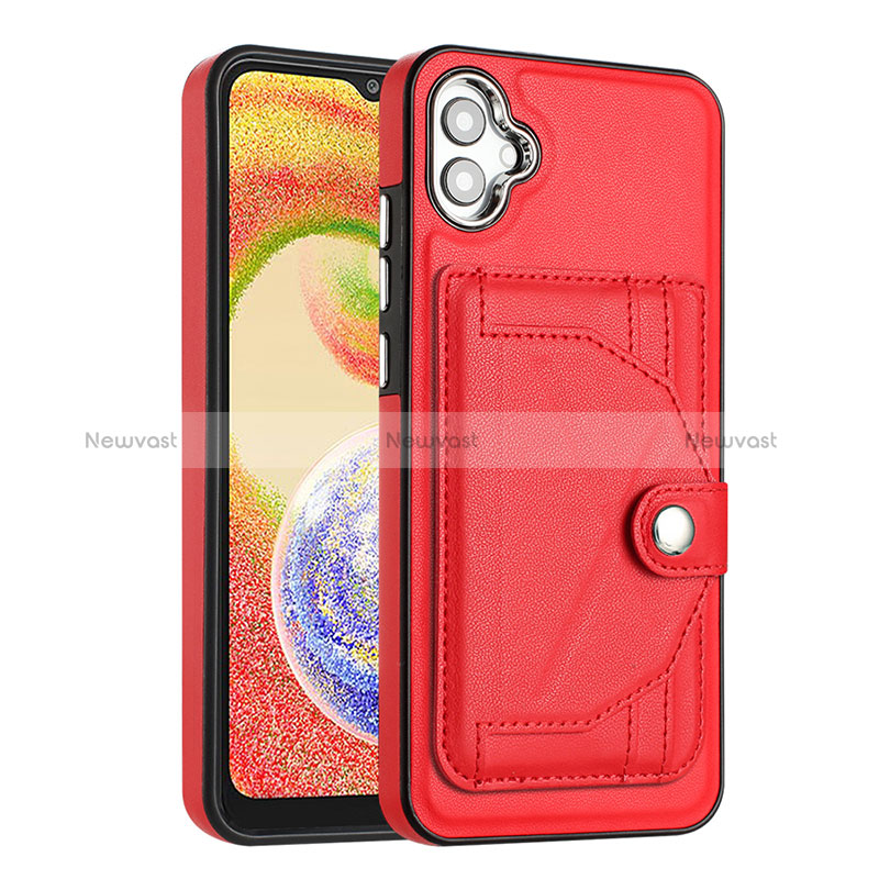 Soft Luxury Leather Snap On Case Cover YB5 for Samsung Galaxy A04 4G Red