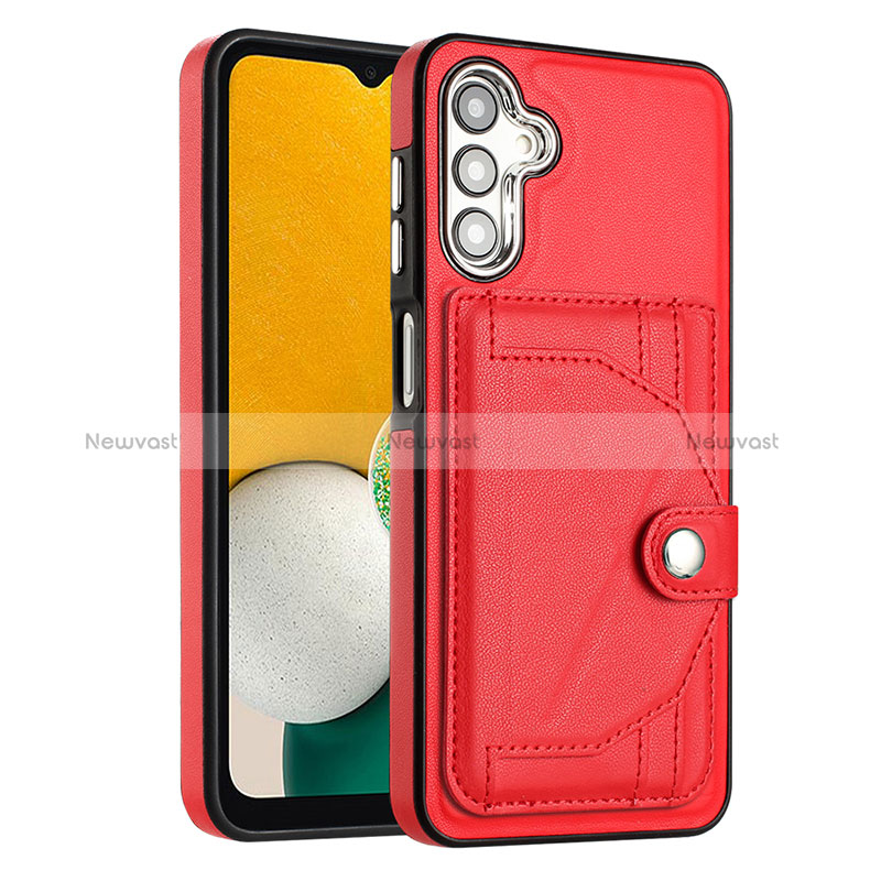 Soft Luxury Leather Snap On Case Cover YB5 for Samsung Galaxy A14 5G Red