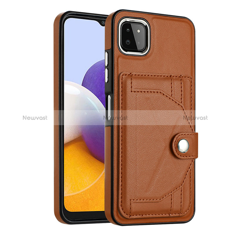 Soft Luxury Leather Snap On Case Cover YB5 for Samsung Galaxy A22s 5G Brown