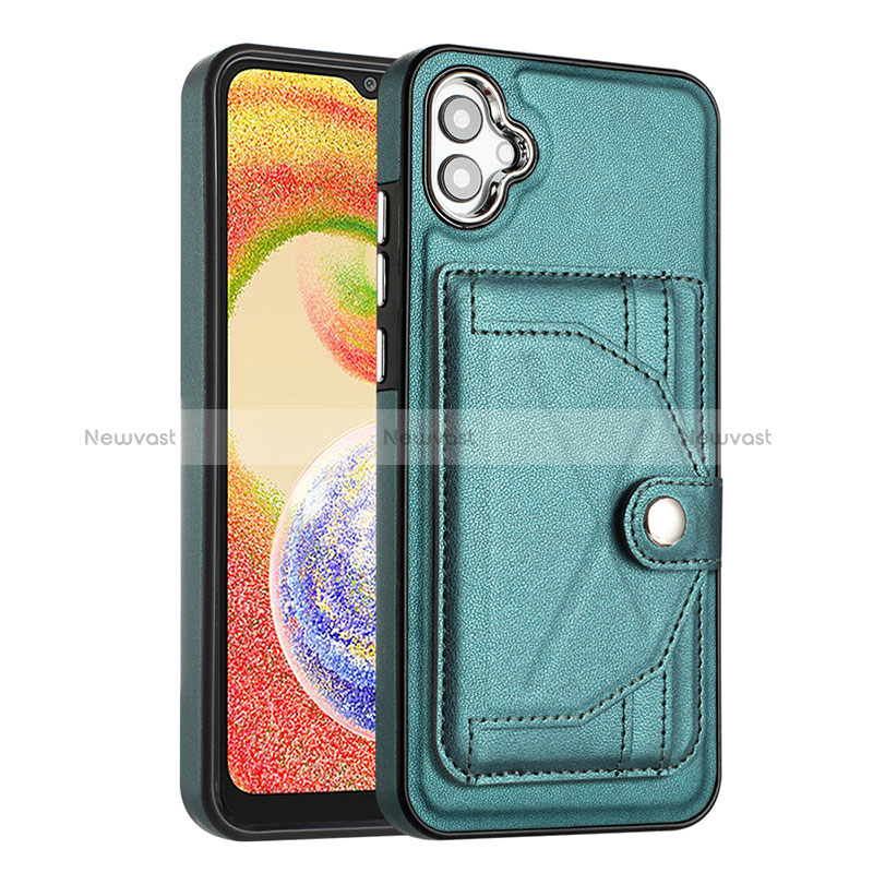 Soft Luxury Leather Snap On Case Cover YB5 for Samsung Galaxy F04 Green