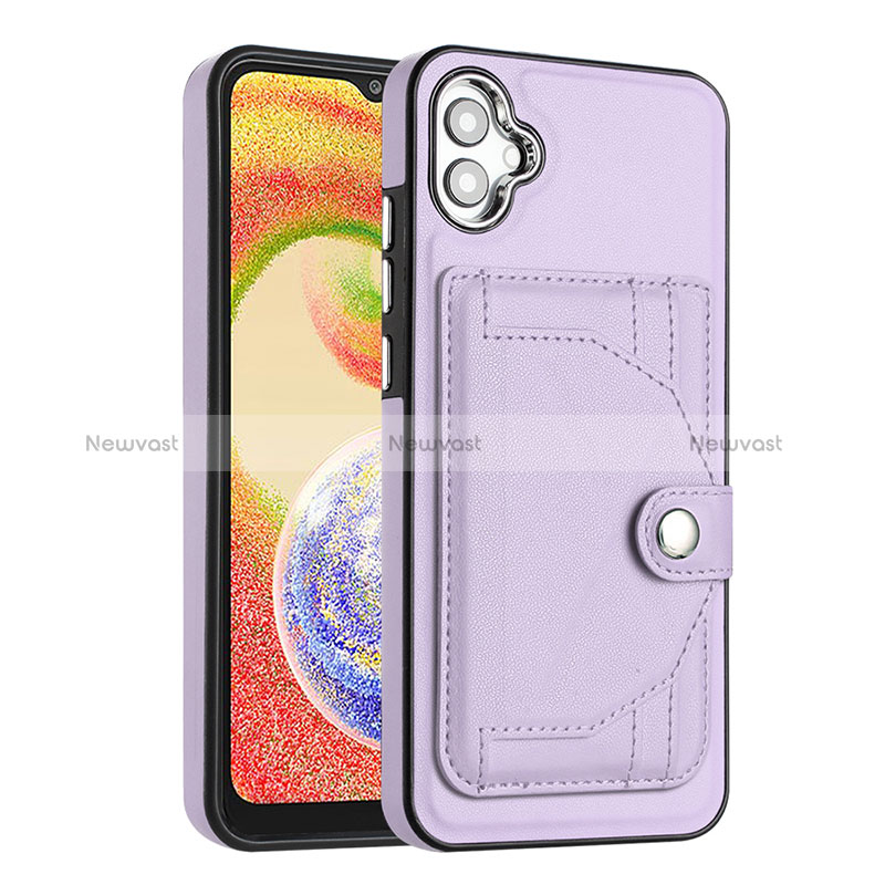 Soft Luxury Leather Snap On Case Cover YB5 for Samsung Galaxy M04 Purple