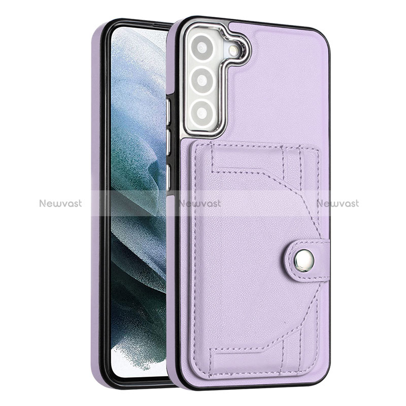 Soft Luxury Leather Snap On Case Cover YB5 for Samsung Galaxy S22 5G Purple