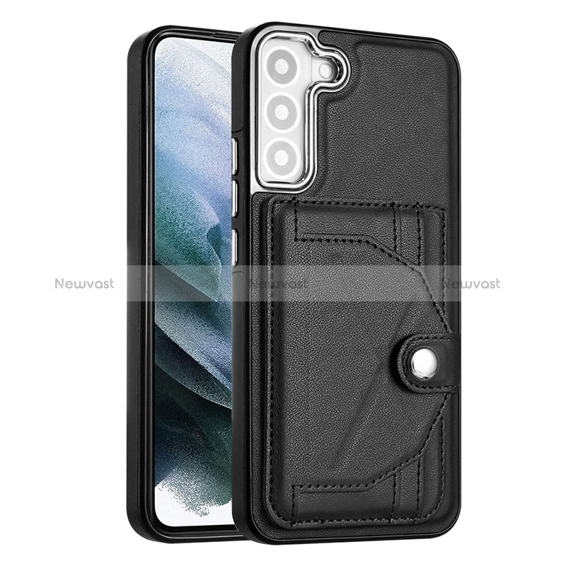 Soft Luxury Leather Snap On Case Cover YB5 for Samsung Galaxy S22 Plus 5G Black