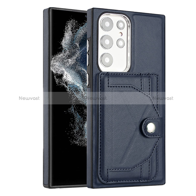 Soft Luxury Leather Snap On Case Cover YB5 for Samsung Galaxy S22 Ultra 5G