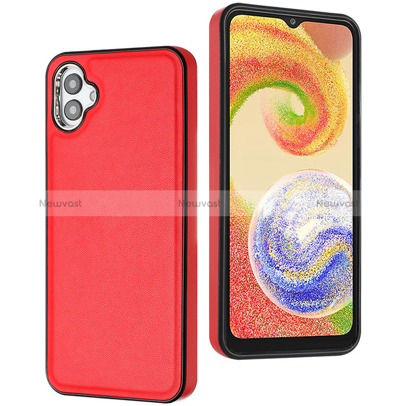 Soft Luxury Leather Snap On Case Cover YB6 for Samsung Galaxy A04 4G Red