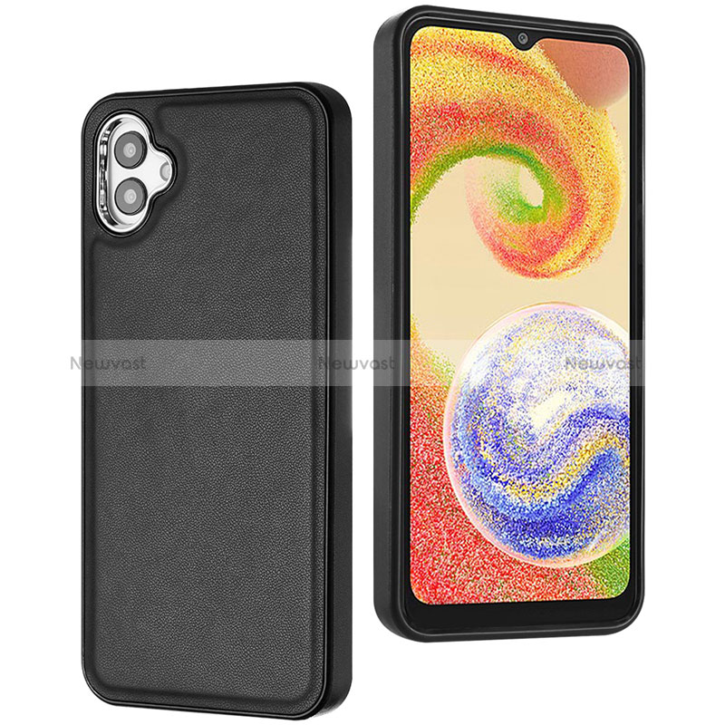 Soft Luxury Leather Snap On Case Cover YB6 for Samsung Galaxy A04E Black