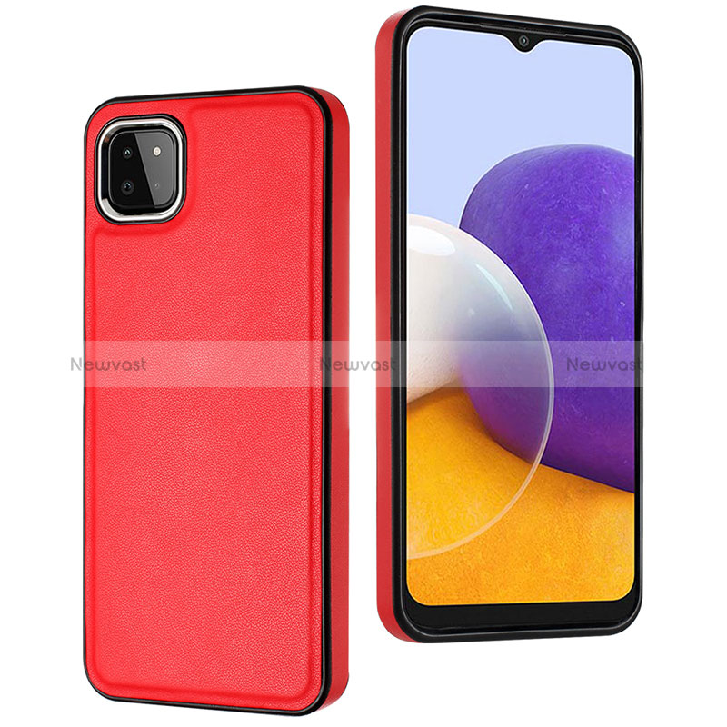 Soft Luxury Leather Snap On Case Cover YB6 for Samsung Galaxy A22 5G Red