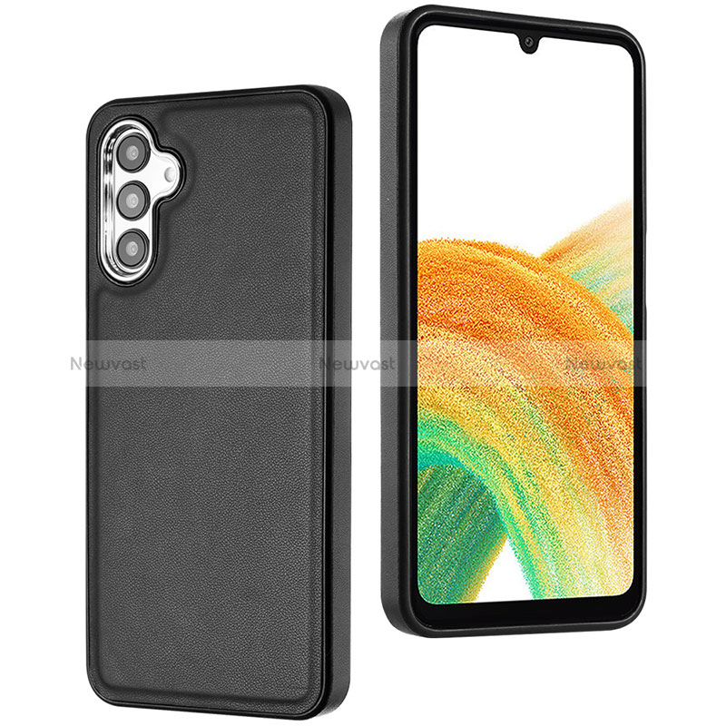 Soft Luxury Leather Snap On Case Cover YB6 for Samsung Galaxy A34 5G Black