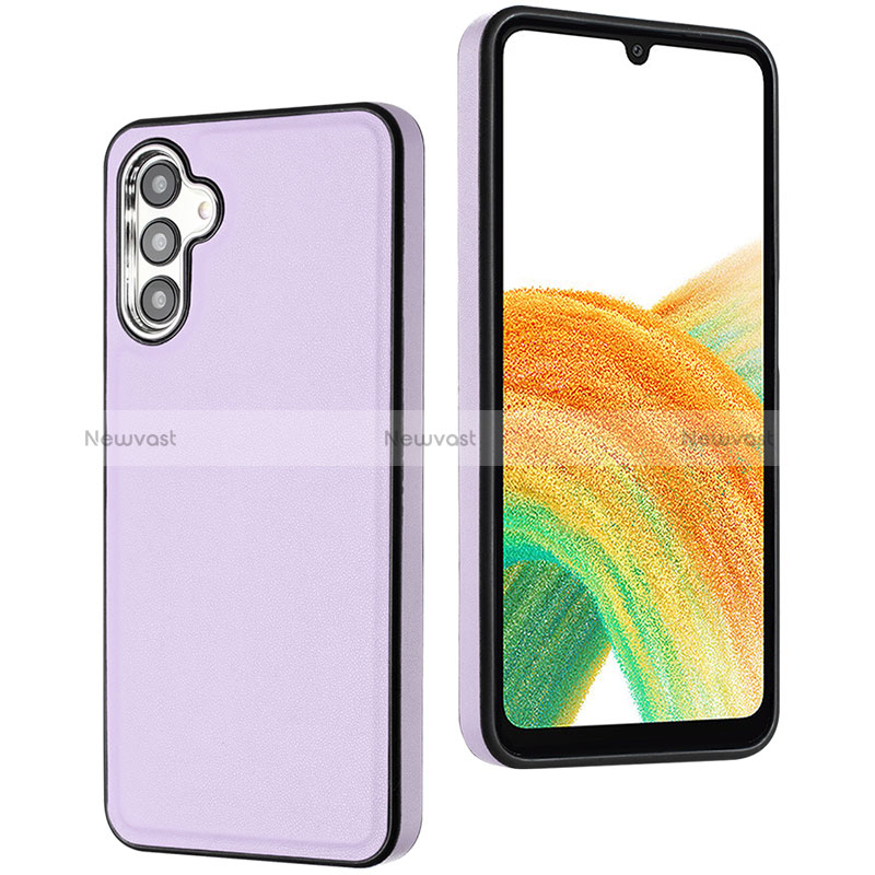 Soft Luxury Leather Snap On Case Cover YB6 for Samsung Galaxy A34 5G Purple