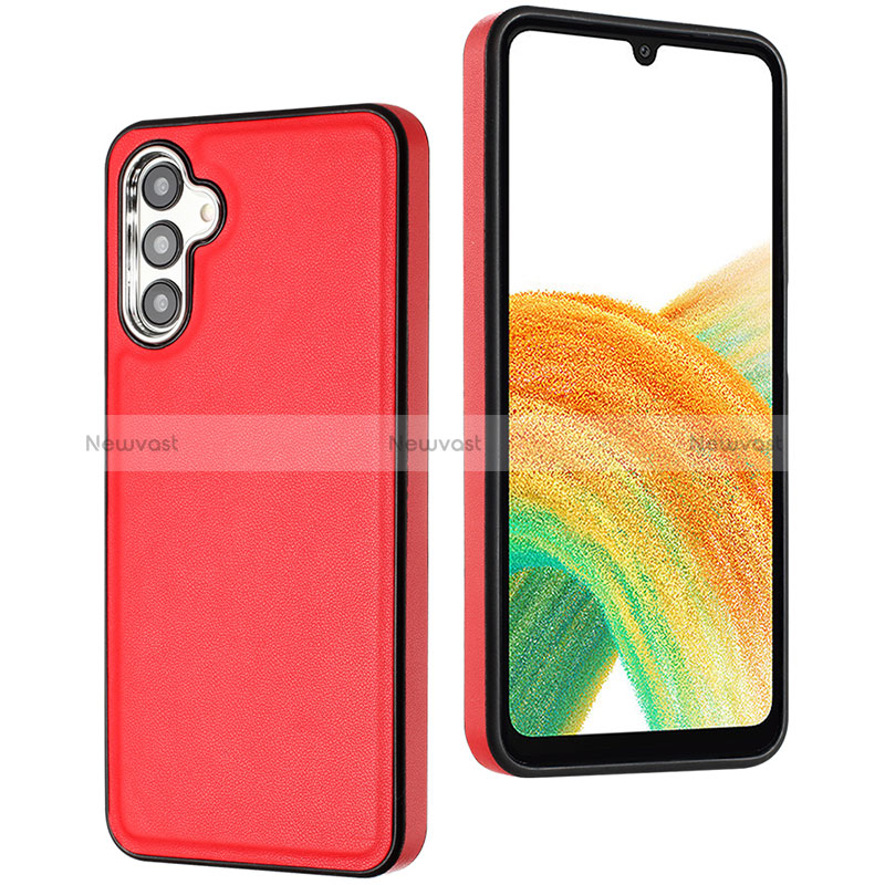 Soft Luxury Leather Snap On Case Cover YB6 for Samsung Galaxy A34 5G Red