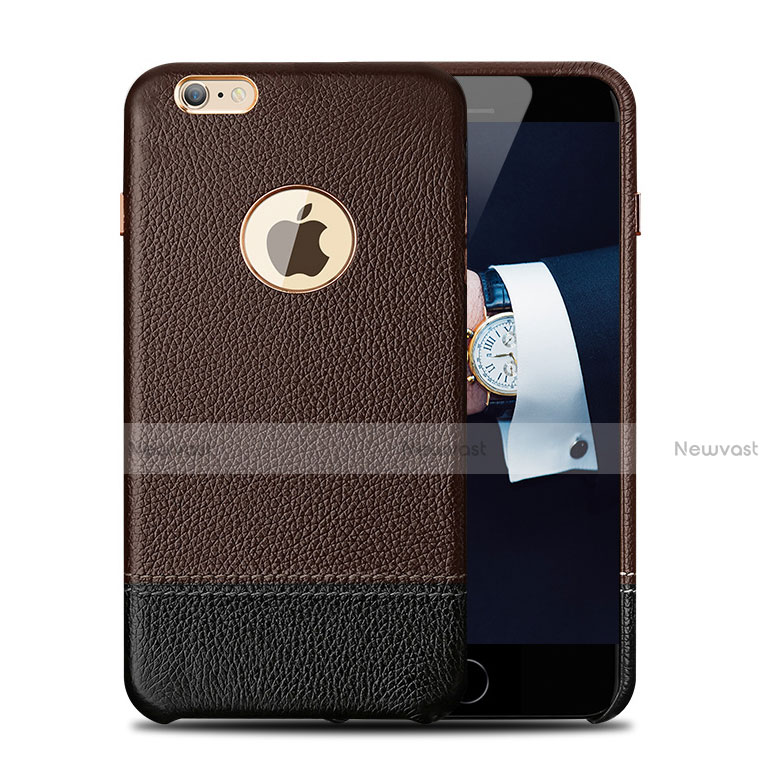 Soft Luxury Leather Snap On Case for Apple iPhone 6 Plus Brown